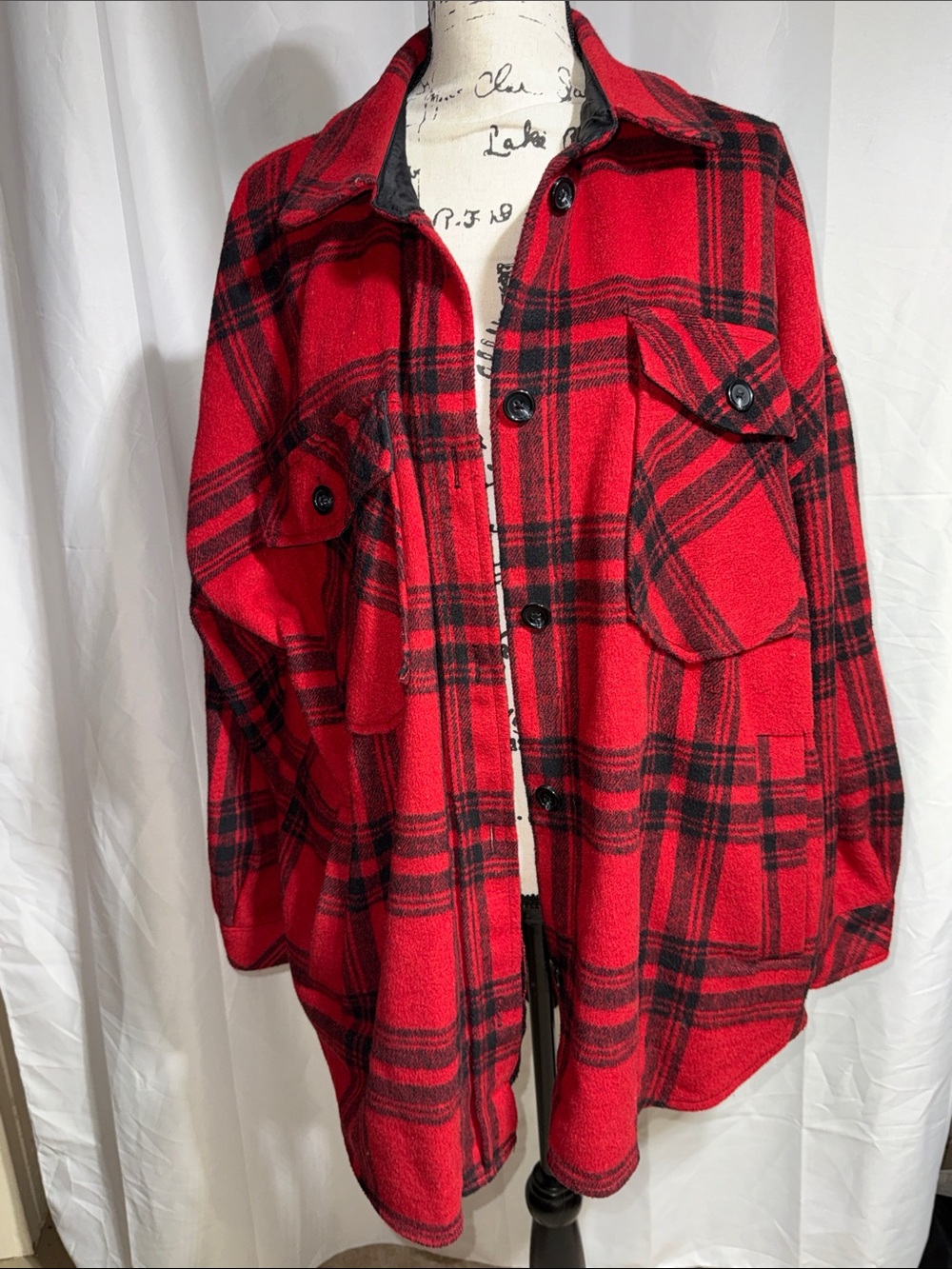 SO Red and Black Plaid Oversized Jean Jacket